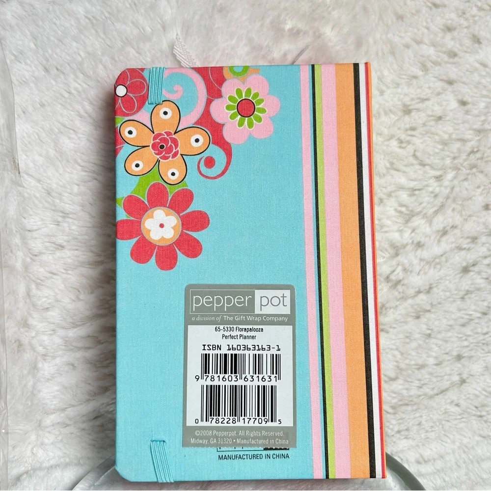 Pepper Pot Perfect Planner Notepad Pockets Pencil Floral Stripes Design Red NEW